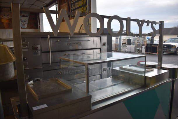 Stainless Steel Commercial Portable Shaved Ice Prep Station Stand w/ Beverage Air UCF20 Single Door Undercounter Freezer, Beverage Air UCR34Y 2 Door Cooler w/ Glass Top Case and Sneeze Guard on Commercial Casters. 208-250 Volts, 1 Phase. 85x30x73 - Image 3 of 12
