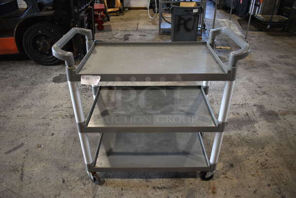 Gray Poly 3 Tier Cart on Commercial Casters. 40x20x38