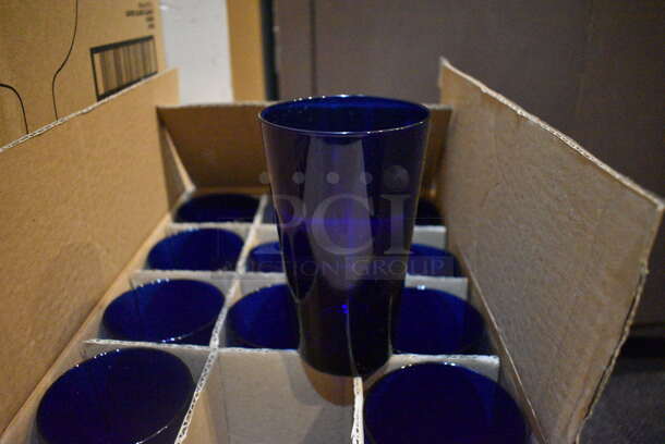 3 Boxes of 12 BRAND NEW Libbey 171 Blue Flare Cooler Beverage Glasses. 3.5x3.5x6. 3 Times Your Bid! (glass room - off of bar area)