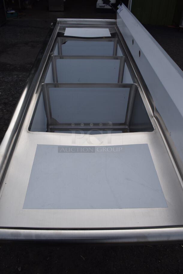 BRAND NEW! Steelton 522CS31620LR Stainless Steel Commercial 18-Gauge  Three Bay Sink w/ Dual Drain Boards. 84x26x44. Bays 16x20x12. Drain Boards 16x22x1 - Image 3 of 7