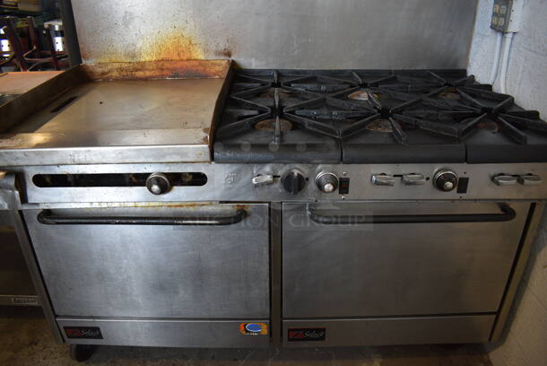 Southbend Select Stainless Steel Commercial Natural Gas Powered 6 Burner Range w/ Flat Top Griddle, 2 Ovens, Over Shelf and Back Splash. 61x35x60 - Image 10 of 10