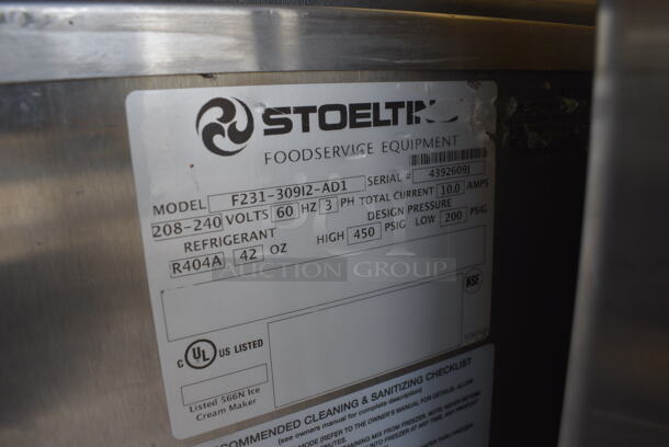 2013 Stoelting Model F231-309I2-AD1 Stainless Steel Commercial Floor Style Air Cooled 2 Flavor w/ Twist Soft Serve Ice Cream Machine on Commercial Casters. 208-240 Volts, 3 Phase.  - Image 7 of 7