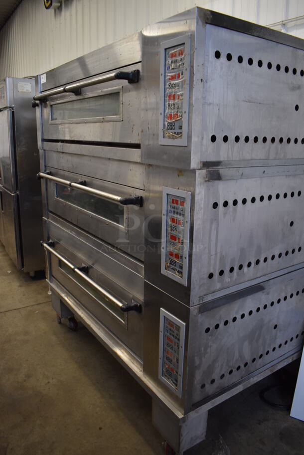 3 Stainless Steel Commercial Electric Powered Single Deck Bakery Ovens on Commercial Casters. 208-240 Volts, 3 Phase. 65x43.5x73. 3 Times Your Bid! - Image 2 of 12