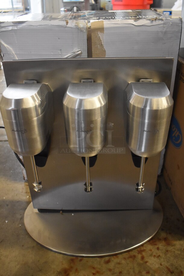 BRAND NEW IN BOX! Avamix DM-B-30C Stainless Steel Commercial Countertop 3 Head Drink Mixer. 110-120 Volts, 1 Phase. 16x13x20. Tested and Working!