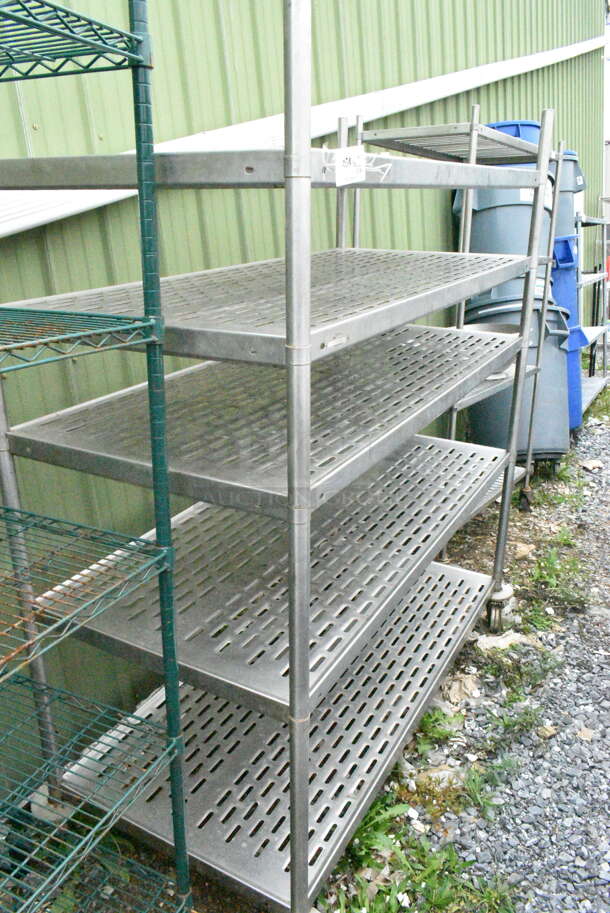 Metal 5 Tier Shelving Unit on Commercial Casters. BUYER MUST DISMANTLE. PCI CANNOT DISMANTLE FOR SHIPPING. PLEASE CONSIDER FREIGHT CHARGES. - Image 2 of 5