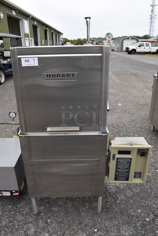 Hobart AM-14 Stainless Steel Commercial Straight Pass Through Dishwasher. 200-230 Volts, 3 Phase. 40x36x67