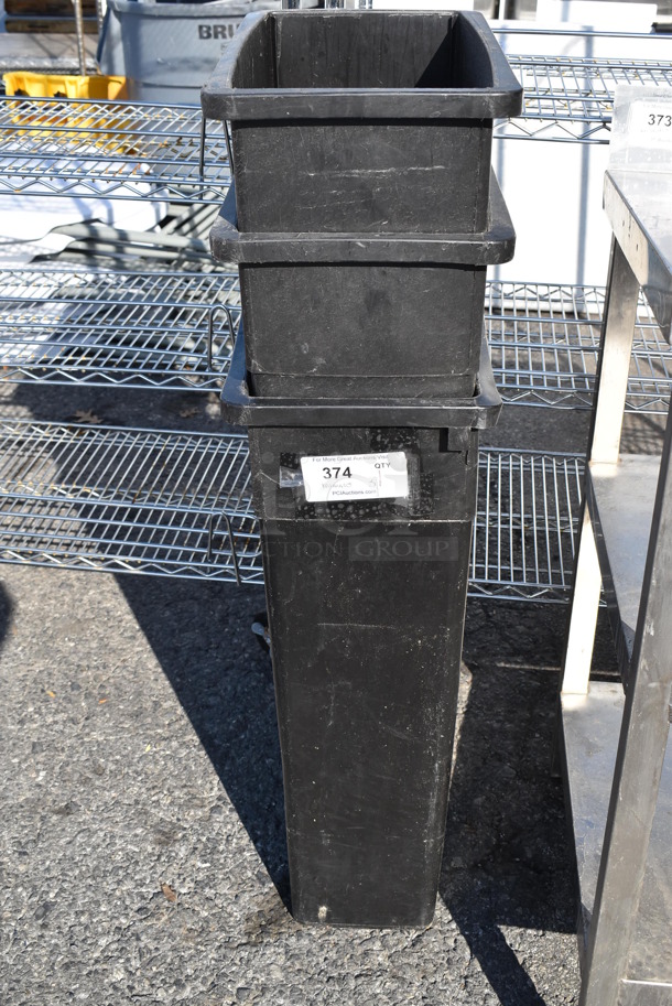 3 Black Poly Slim Jim Trash Cans. 11x20x30. 3 Times Your Bid!