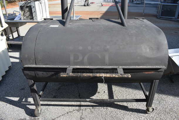Metal Commercial Wood or Charcoal Fired Barbecue BBQ Roaster Grill on Commercial Casters. 70x60x86 - Image 3 of 7