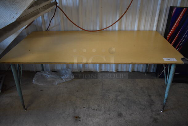 Wood Pattern Table on Metal Legs. 60x30x24 - Image 1 of 3