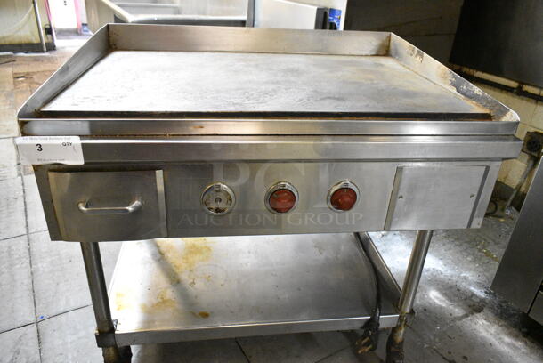 Stainless Steel Commercial Electric Powered Flat Top Griddle w/ Under Shelf on Commercial Casters. This Unit Was In Working Condition When the Restaurant Closed. (kitchen) - Image 8 of 9