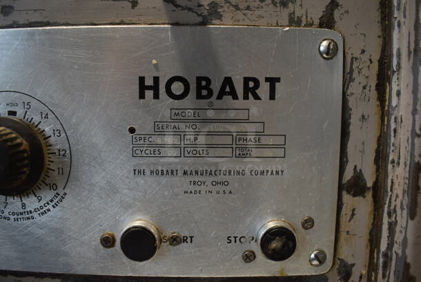 Hobart M 802 Metal Commercial Floor Style 80 Quart Planetary Dough Mixer w/ Metal Mixing Bowl, Bowl Dolly, Bowl Adapter, Dough Hook, Paddle and Whisk Attachments. 208 Volts, 3 Phase. 25x48x64 - Image 3 of 9