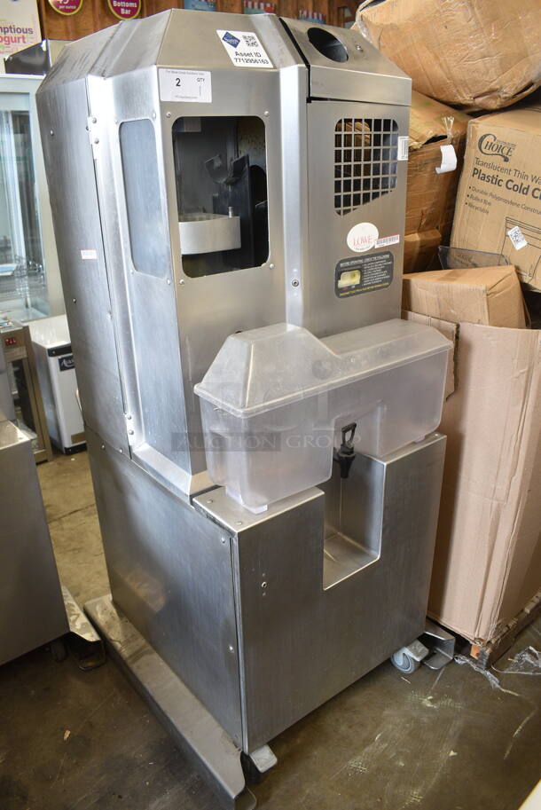 Fresh N Squeeze POS-1 Stainless Steel Commercial Floor Style Automatic Citrus Juicer on Commercial Casters. Missing Pieces. 120 Volts, 1 Phase. Tested and Working!  - Image 1 of 9