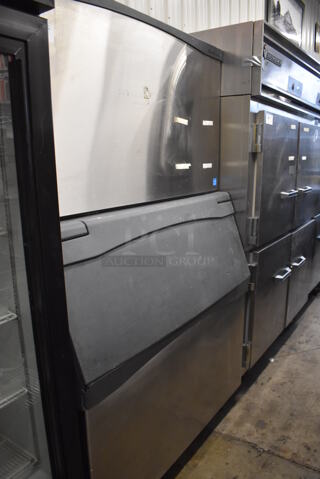Scotsman Prodigy Stainless Steel Commercial Ice Head on Commercial Ice Bin. 48x32x80