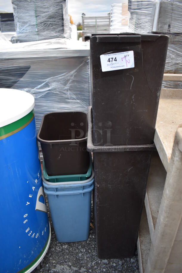 7 Various Trash Cans. Includes 11x20x30. 7 Times Your Bid!