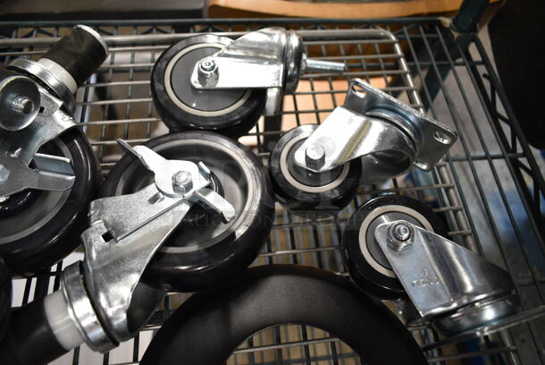 ALL ONE MONEY! Tier Lot of 12 Various Commercial Casters and 7 349LEVELFEET Table Feet.  - Image 6 of 10