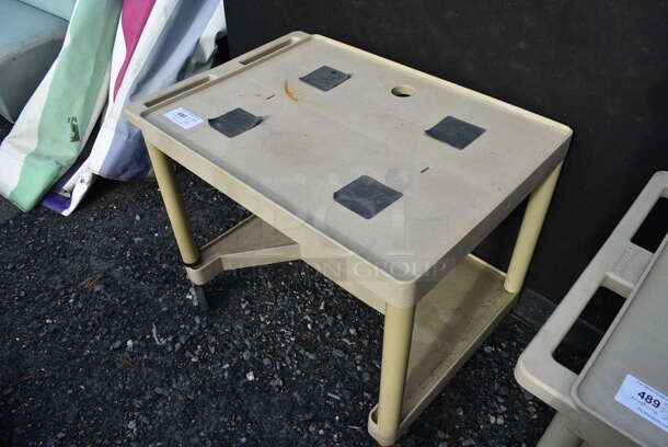 Tan Poly 2 Tier Cart on Commercial Casters. 35x24x28 - Image 2 of 4