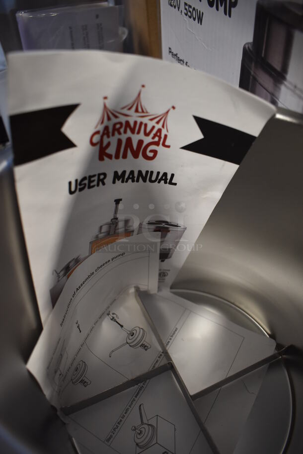 BRAND NEW IN BOX! Carnival King 382RWS35 Stainless Steel Commercial Countertop Condiment Warmer w/ Pump. 120 Volts, 1 Phase. 8x16x17. Tested and Working! - Image 5 of 7