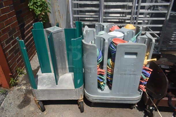 2 Various Plate Racks w/ Contents on Commercial Casters. 23.5x23.5x31, 21x21x32. 2 Times Your Bid! - Image 1 of 5
