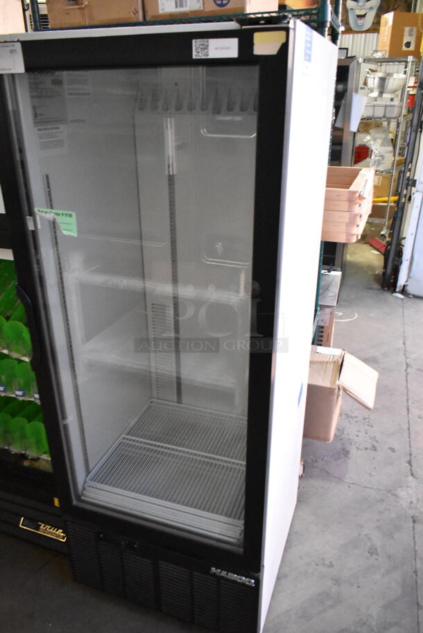 Habco SE12 Metal Commercial Single Door Reach In Cooler Merchandiser w/ Poly Coated Racks. 115 Volts, 1 Phase. Tested and Working!