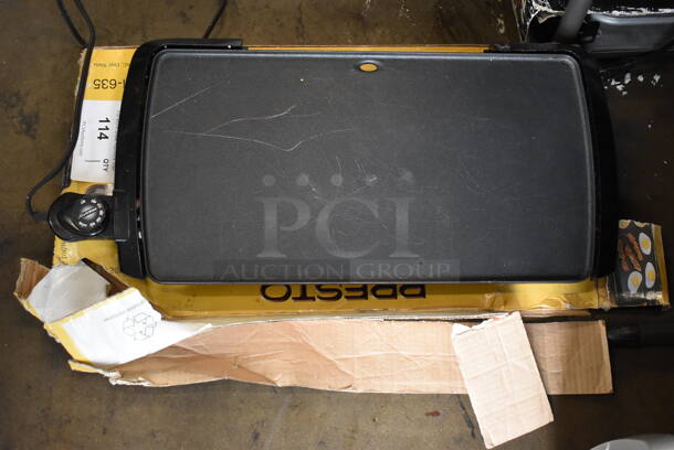 IN ORIGINAL BOX! Presto Metal Countertop Electric Griddle. 120 Volts, 1 Phase. 23x11x2.5 - Image 1 of 6
