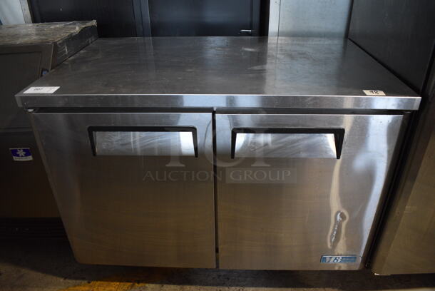 Turbo Air Model MUR-48 Stainless Steel Commercial 2 Door Undercounter Cooler on Commercial Casters. 115 Volts, 1 Phase. 48x30x36. Tested and Does Not Power On