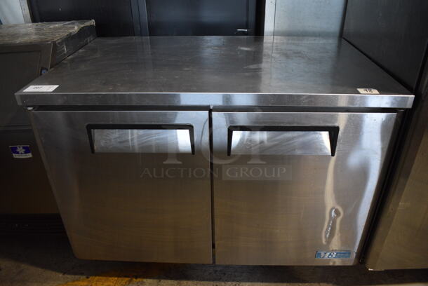 Turbo Air Model MUR-48 Stainless Steel Commercial 2 Door Undercounter Cooler on Commercial Casters. 115 Volts, 1 Phase. 48x30x36. Tested and Does Not Power On - Image 1 of 5