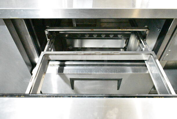 2018 True TSSU-60-16D-2-HC Stainless Steel Commercial Sandwich Salad Prep Table Bain Marie Mega Top w/ Over Shelf on Commercial Casters. 115 Volts, 1 Phase. Tested and Working! - Image 4 of 8