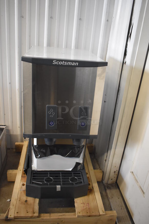 BRAND NEW SCRATCH AND DENT! Scotsman HID312AB-1A Meridian Stainless Steel Commercial Countertop Ice Machine and Water Dispenser with Push Button Dispensing. 115 Volts, 1 Phase.