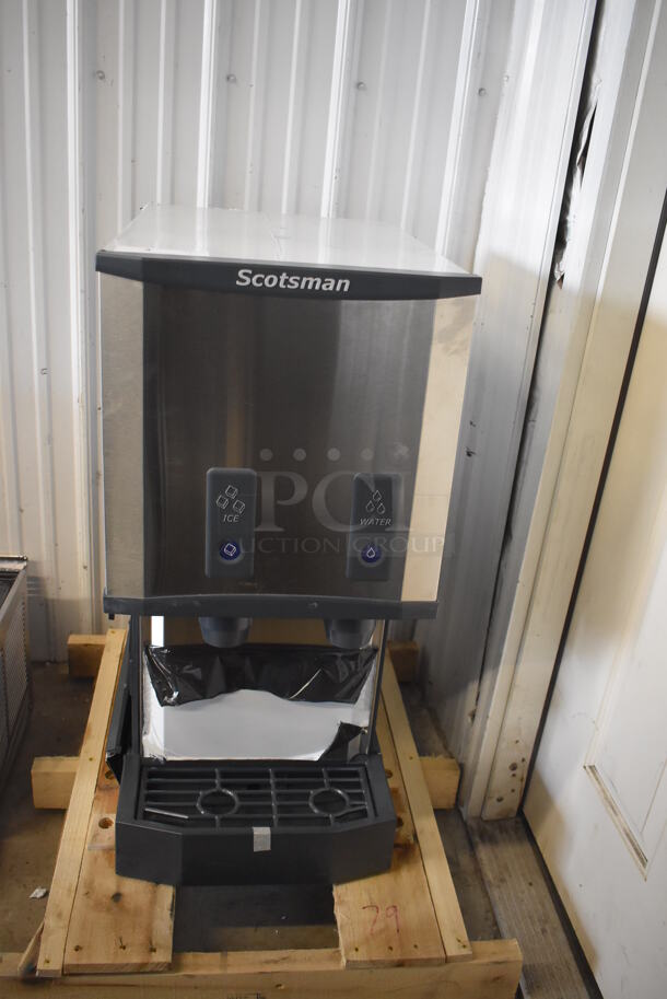 BRAND NEW SCRATCH AND DENT! Scotsman HID312AB-1A Meridian Stainless Steel Commercial Countertop Ice Machine and Water Dispenser with Push Button Dispensing. 115 Volts, 1 Phase. - Image 1 of 6