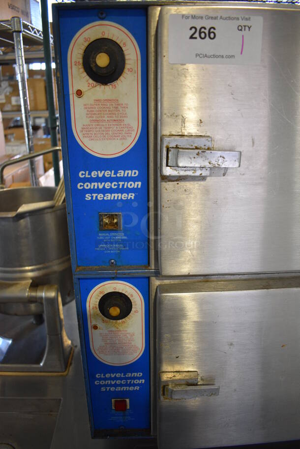 Cleveland Convection Stainless Steel Commercial Electric Powered Double Deck Steam Cabinet w/ Model TDC/2-20 Tilting Kettle. 208 Volts, 3 Phase. 42x35x62 - Image 2 of 10