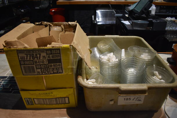 ALL ONE MONEY! Lot of 2 Boxes of Various Glass Bowls and Glasses. Includes 4x4x2. (bar) - Image 1 of 4