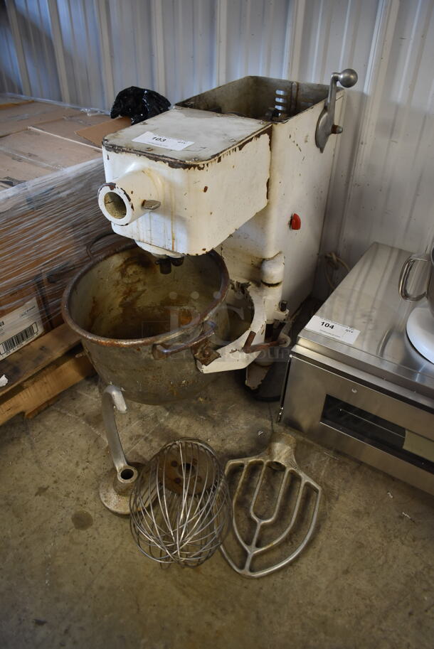 Metal Commercial Planetary Dough Mixer w/ Metal Mixing Bowl, Dough Hook, Paddle and Whisk Attachments. Tested and Working! - Image 1 of 8