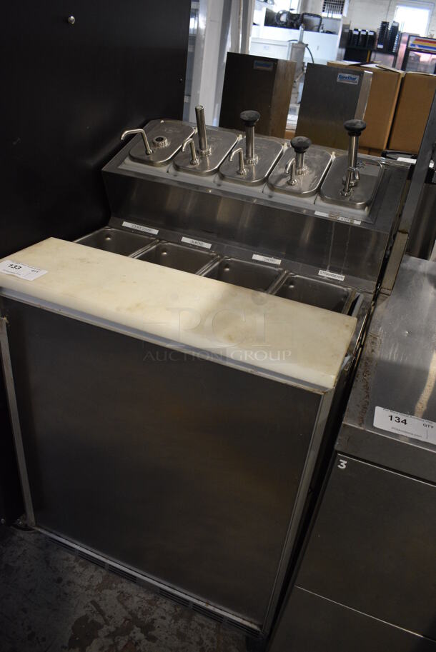 Silver King Model SKF2A Stainless Steel Commercial Prep Table w/ 5 Drop Ins w/ Pumps, 4 Drop Ins and Cutting Board on Commercial Casters. 115 Volts, 1 Phase. 27x30x43. Tested and Working! - Image 2 of 7