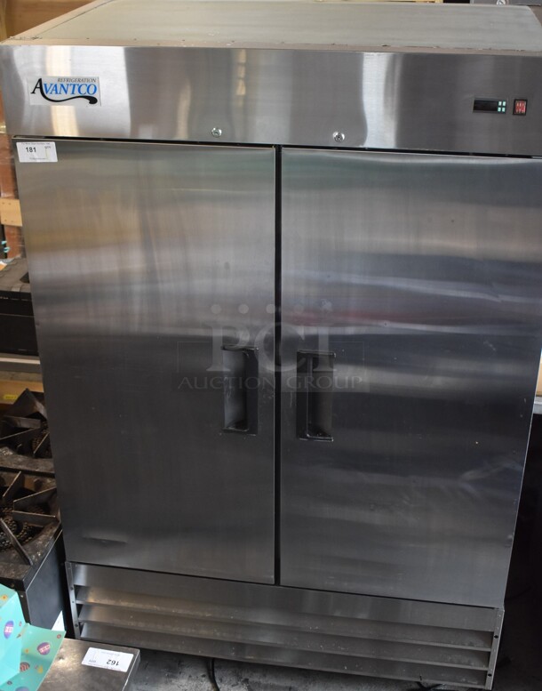 Avantco 178A49FHC Stainless Steel Commercial 2 Door Reach In Freezer w/ Poly Coated Racks on Commercial Casters. 115 Volts, 1 Phase. Tested and Does Not Power On - Image 1 of 8
