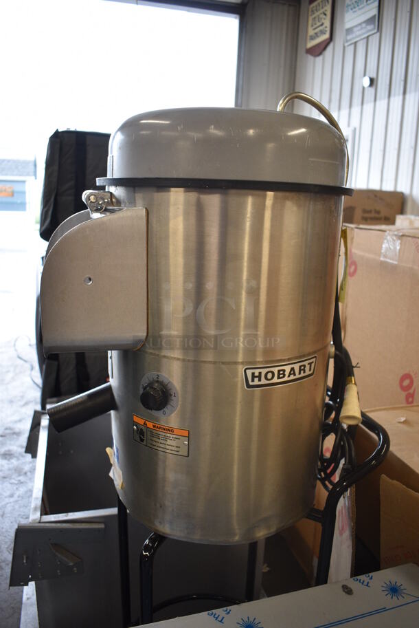 Hobart Model 6115 Stainless Steel Commercial Countertop Potato Peeler on Black Metal Stand w/ Commercial Casters. 115 Volts, 1 Phase. Unit Has Only Been Used One Time! 19x19x60. Tested and Working! - Image 9 of 10