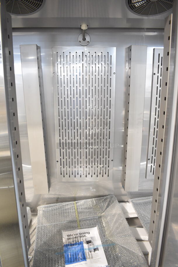 BRAND NEW SCRATCH AND DENT! 2024 Avantco 178SS3RHC Stainless Steel Commercial 3 Door Reach In Cooler w/ Poly Coated Racks. 115 Volts, 1 Phase. Tested and Working! - Image 6 of 9