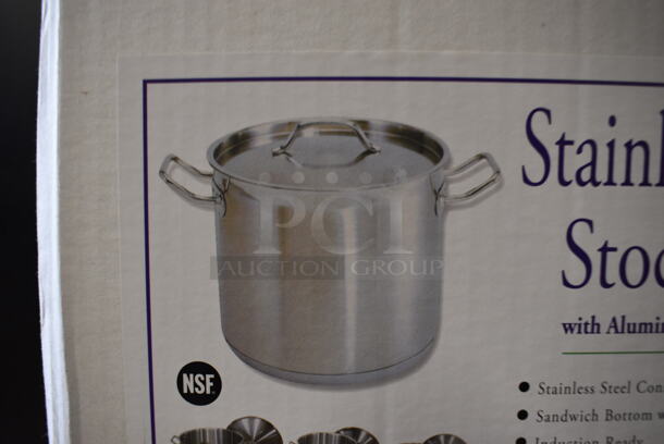 3 BRAND NEW IN BOX! Update SPS-16 Stainless Steel 16 Quart Stock Pots w/ Lids. 15.5x11.5x10. 3 Times Your Bid!