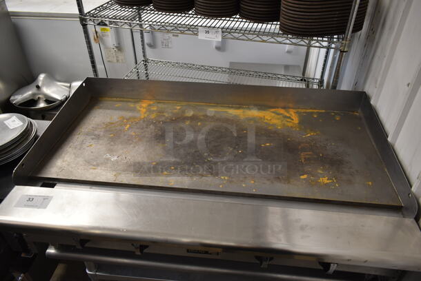 Asber Stainless Steel Commercial Countertop Natural Gas Powered Flat Top Griddle on Stainless Steel Commercial Equipment Stand w/ Commercial Casters. - Image 3 of 5