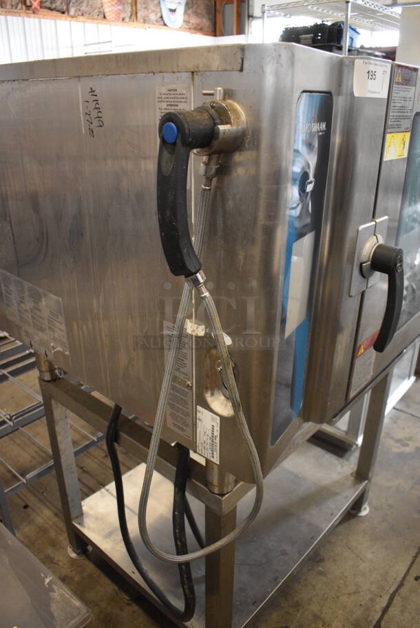 2014 Alto Shaam Model 7.14 ES Stainless Steel Commercial Electric Powered Combitherm Convection Oven w/ View Through Door and Metal Oven Racks on Equipment Stand. 208-240 Volts, 3 Phase. 45x44x61 - Image 8 of 9