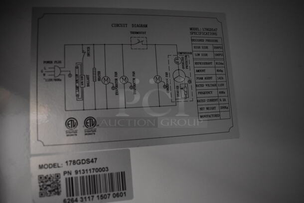 Avantco 178GDS47 Metal Commercial 2 Door Reach In Cooler Merchandiser w/ Poly Coated Racks on Commercial Casters. 115 Volts, 1 Phase. 54x34x84. Tested and Working! - Image 5 of 5