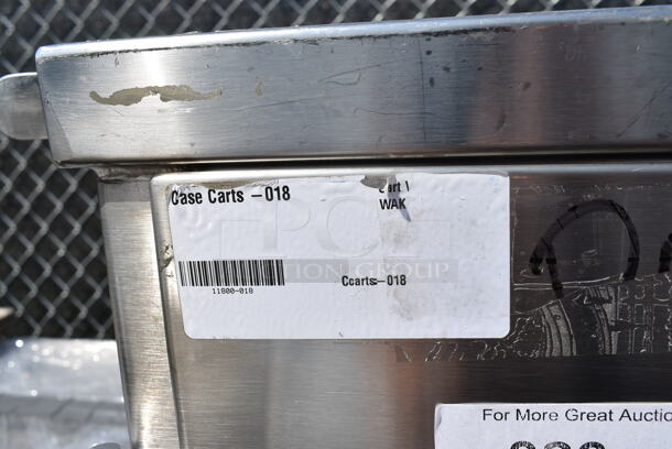 Stainless Steel 2 Door Portable Cabinet on Commercial Casters w/ Contents Including Stainless Steel Drop In Bins and Bowls.  - Image 11 of 12