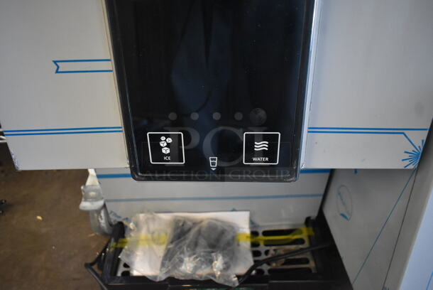 BRAND NEW SCRATCH AND DENT! 2023 Hoshizaki DCM-271BAH Stainless Steel Commercial Countertop Ice Maker and Water Dispenser - 10 lb. Storage. Front Panel Doesn't Stay On. 115 Volts, 1 Phase.  - Image 3 of 7
