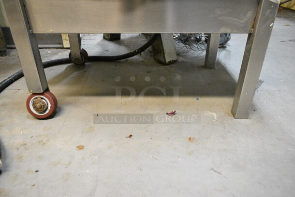 Groen TDB-40 Stainless Steel Commercial Electric Powered 40 Quart Tilting Steam Kettle on Equipment Stand w/ 2 Commercial Casters. 250 Volts. This Unit Was In Working Condition When the Restaurant Closed. (kitchen) - Image 2 of 6