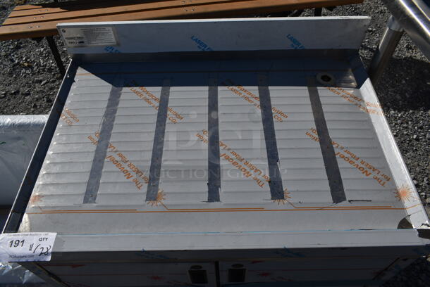 BRAND NEW SCRATCH AND DENT! Advance Tabco CRD-2-BMD Stainless Steel Commercial Drain Board w/ Back Splash, 2 Doors and 2 Under Shelves. - Image 3 of 5