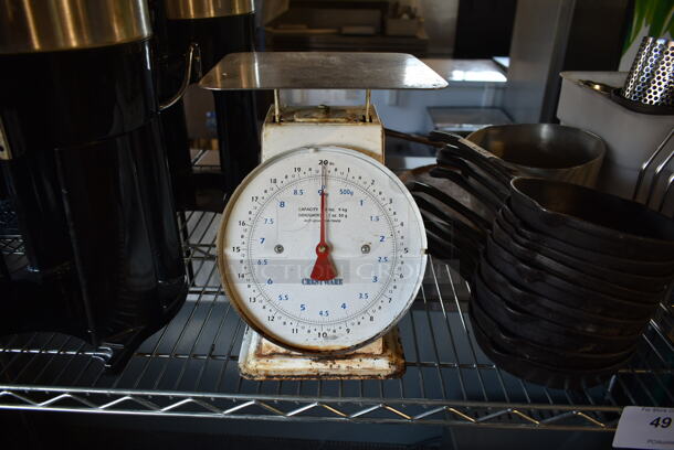 ALL ONE MONEY! Lot of Various Items Including Scale, Metal Cutting Board Rack and Cast Iron Skillets - Image 2 of 4