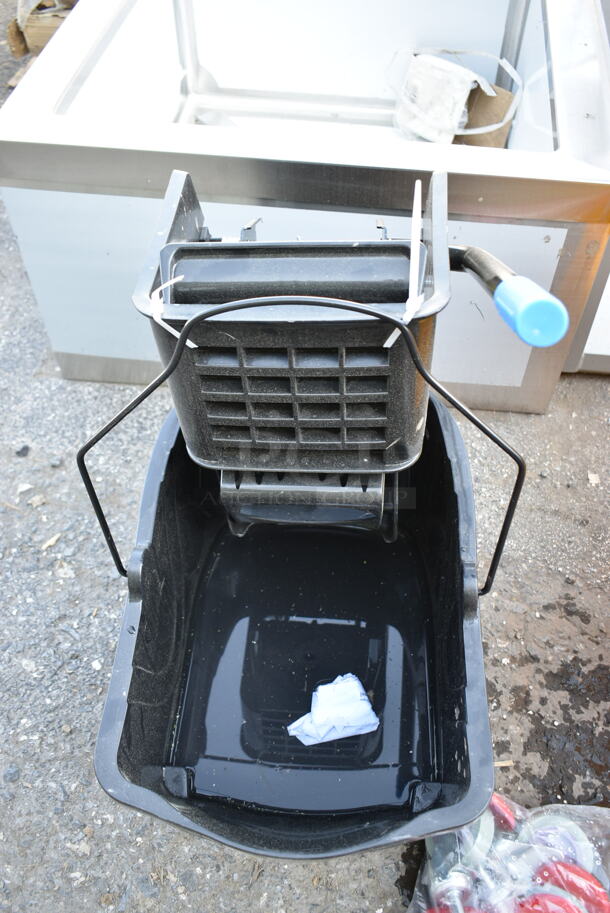 BRAND NEW SCRATCH AND DENT! Lavex Black Poly Mop Bucket w/ Wringing Attachment.  - Image 4 of 5