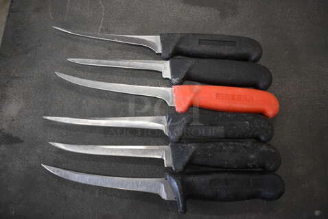 6 Sharpened Stainless Steel Fillet Knives. Includes 11". 6 Times Your Bid!