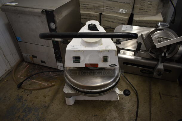 DoughPro DP1100 Metal Commercial Countertop Dough Press. 240 Volts, 1 Phase. Tested and Working!
