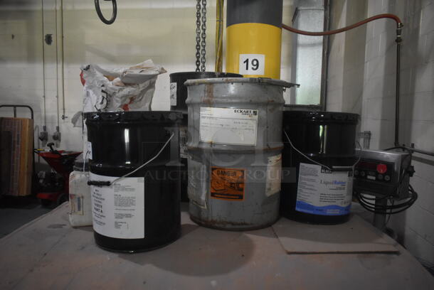 ALL ONE MONEY! PALLET LOT of Various Items Including Restoration Coating White Part A, Potassium Hydroxide, Liquid Rubber. BUYER MUST REMOVE. - Image 1 of 9