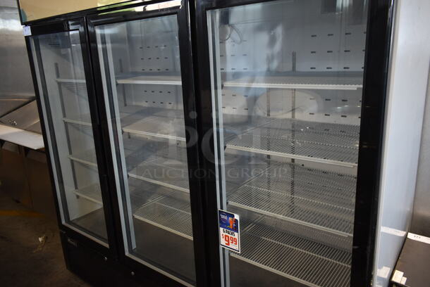 2017 Migali C-49RM-HC Metal Commercial 3 Door Reach in Cooler Merchandiser w/ Poly Coated Racks. 115 Volts, 1 Phase. Tested and Powers On But Does Not Get Cold - Image 3 of 8